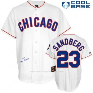 Camiseta Beisbol Hombre Chicago Cubs 23 Ryne Sandberg Blanco Cooperstown Cool Base Vintage
