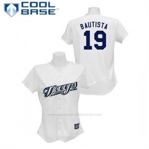Camiseta Beisbol Hombre Toronto Blue Jays Jose Bautista 19 Blanco Cool Base