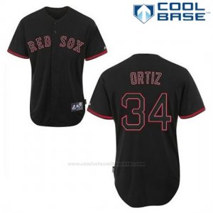 Camiseta Beisbol Hombre Boston Red Sox 34 David Ortiz Negro Fashion Cool Base
