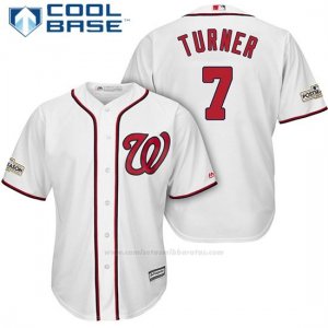 Camiseta Beisbol Hombre Washington Nationals 2017 Postemporada Trea Turner Blanco Cool Base