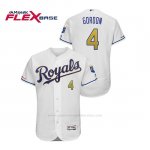 Camiseta Beisbol Hombre Kansas City Royals Alex Gordon 150th Aniversario Patch Flex Base Blanco2