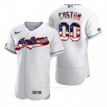 Camiseta Beisbol Hombre Cleveland Indians Personalizada 2020 Stars & Stripes 4th of July Blanco