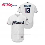 Camiseta Beisbol Hombre Miami Marlins Starlin Castro 150th Aniversario Patch 2019 Flex Base Blanco