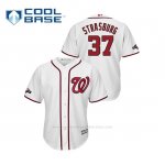 Camiseta Beisbol Hombre Washington Nationals Stephen Strasburg 2019 Postseason Cool Base Blanco