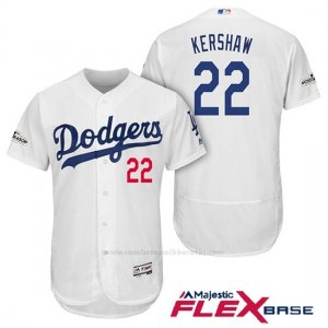 Camiseta Beisbol Hombre Los Angeles Dodgers 2017 Postemporada Clayton Kershaw Blanco Flex Base