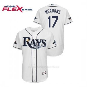 Camiseta Beisbol Hombre Tampa Bay Rays Austin Meadows 2019 Postseason Flex Base Blanco