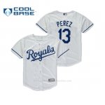 Camiseta Beisbol Nino Royals Salvador Perez Cool Base 1ª Replica Blanco