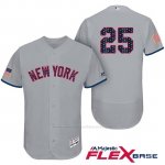 Camiseta Beisbol Hombre New York Yankees 2017 Estrellas y Rayas Mark Teixeira Gris Flex Base