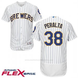 Camiseta Beisbol Hombre Milwaukee Brewers Wily Peralta Blanco Autentico Coleccion Flex Base