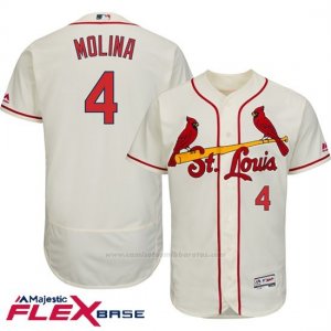 Camiseta Beisbol Hombre St. Louis Cardinals Yadier Molina Crema Autentico Coleccion Flex Base Crema