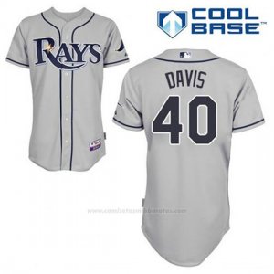 Camiseta Beisbol Hombre Tampa Bay Rays Wade Davis 40 Gris Cool Base