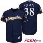 Camiseta Beisbol Hombre Milwaukee Brewers Wily Peralta Azul 2017 Entrenamiento de Primavera Flex Base Jugador