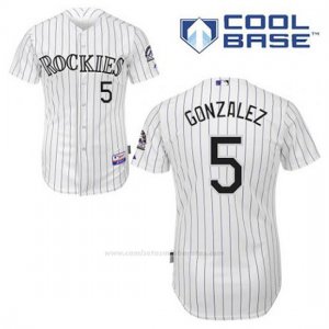 Camiseta Beisbol Hombre Colorado Rockies Carlos Gonzalez 5 Blanco 1ª Cool Base