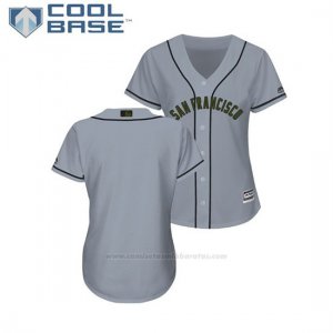 Camiseta Beisbol Mujer San Francisco Giants 2018 Dia de los Caidos Cool Base Gris