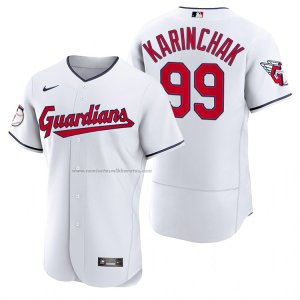 Camiseta Beisbol Hombre Cleveland Guardians James Karinchak Autentico Primera Blanco