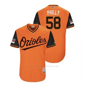 Camiseta Beisbol Hombre Baltimore Orioles Evan Phillips 2018 Llws Players Weekend Philly Orange