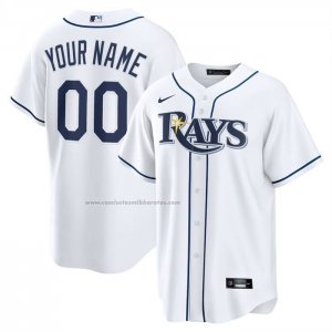 Camiseta Beisbol Hombre Tampa Bay Rays Home Replica Personalizada Blanco