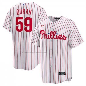 Camiseta Beisbol Hombre Philadelphia Phillies Jhoan Duran Primera Replica Blanco Camiseta Beisbol Hombre Philadelphia Phillies Jhoan Duran Primera Replica Blanco