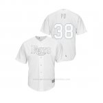 Camiseta Beisbol Hombre Tampa Bay Rays Colin Poche 2019 Players Weekend Replica Blanco