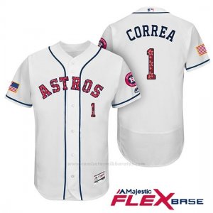 Camiseta Beisbol Hombre Houston Astros 2017 Estrellas y Rayas Carlos Correa Blanco Flex Base