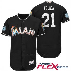 Camiseta Beisbol Hombre Miami Marlins Christian Yelich Negro 2017 Entrenamiento de Primavera Flex Base Jugador