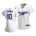 Camiseta Beisbol Mujer Los Angeles Dodgers Justin Turner 2020 Primera Replica Blanco