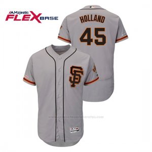 Camiseta Beisbol Hombre San Francisco Giants Derek Holland 150th Aniversario Patch Autentico Flex Base Gris