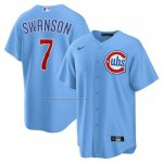 Camiseta Beisbol Hombre Chicago Cubs Dansby Swanson Alterno 2 Replica Azul