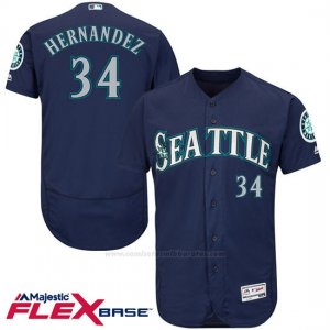 Camiseta Beisbol Hombre Seattle Mariners Felix Hernandez 34 Azul Flex Base Autentico Coleccion Jugador