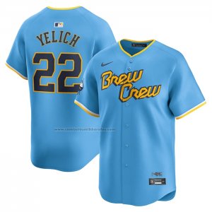 Camiseta Beisbol Hombre Milwaukee Brewers Christian Yelich City Connect Limited Azul