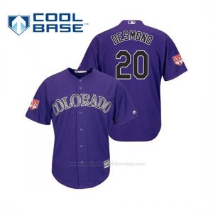 Camiseta Beisbol Hombre Colorado Rockies Ian Desmond Cool Base Entrenamiento de Primavera 2019 Violeta