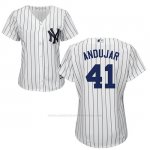 Camiseta Beisbol Mujer New York Yankees Miguel Andujar Blanco 1ª