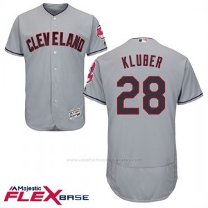 Camiseta Beisbol Hombre Cleveland Indians 28 Corey Kluber Gris Flex Base