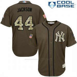Camiseta Beisbol Hombre New York Yankees 44 Reggie Jackson Verdesalute To Service Cool Base