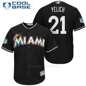 Camiseta Beisbol Hombre Miami Marlins Christian Yelich Negro 2017 Entrenamiento de Primavera Cool Base Jugador