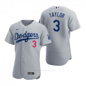 Camiseta Beisbol Hombre Los Angeles Dodgers Chris Taylor Autentico 2020 Alterno Gris