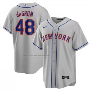 Camiseta Beisbol Hombre New York Mets Jacob deGrom Road Replica Gris