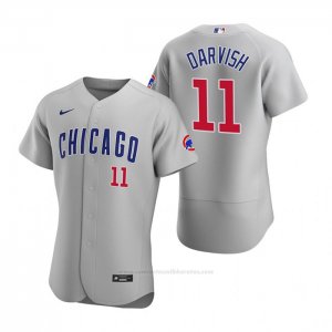 Camiseta Beisbol Hombre Chicago Cubs Yu Darvish Autentico 2020 Road Gris