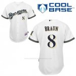 Camiseta Beisbol Hombre Milwaukee Brewers Ryan Braun 8 Blanco 1ª Cool Base