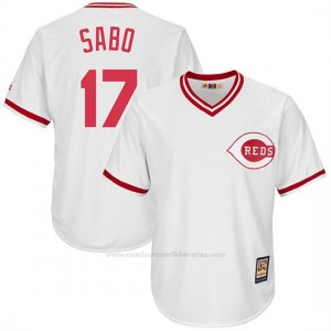 Camiseta Beisbol Hombre Cincinnati Reds Mensrojos 17 Chris Sabo Blanco Cooperstown Coleccion
