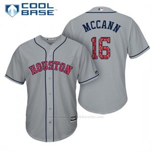 Camiseta Beisbol Hombre Houston Astros 2017 Estrellas y Rayas Brian Mccann Gris Cool Base