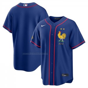 Camiseta Beisbol Hombre Seleccion Nacional Francia X MLB Stadium Replica Azul Camiseta Beisbol Hombre Seleccion Nacional Francia X MLB Stadium Replica Azul