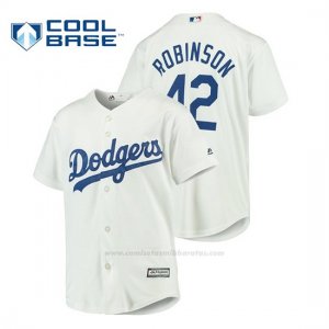 Camiseta Beisbol Nino Los Angeles Dodgers Jackie Robinson Cool Base Home Blanco