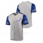 Camiseta Beisbol Hombre Los Angeles Dodgers Button-Down Stitches Autentico Gris