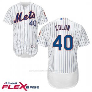 Camiseta Beisbol Hombre New York Mets 40 Bartolo Colon Blanco Flex Base