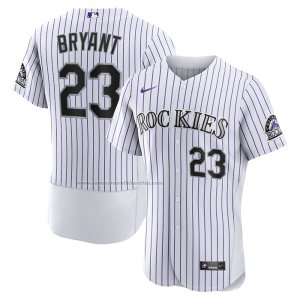 Camiseta Beisbol Hombre Colorado Rockies Kris Bryant Autentico Blanco