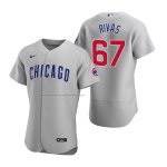 Camiseta Beisbol Hombre Chicago Cubs Alfonso Rivas Autentico Road Gris
