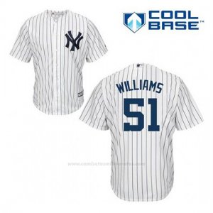 Camiseta Beisbol Hombre New York Yankees Bernie Williams 51 Blanco 1ª Cool Base