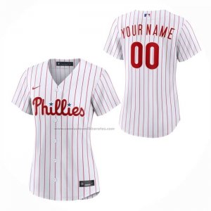 Camiseta Beisbol Mujer Philadelphia Phillies Primera Replica Personalizada Blanco