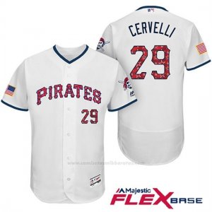 Camiseta Beisbol Hombre Pittsburgh Pirates 2017 Estrellas y Rayas Francisco Cervelli Blanco Flex Base